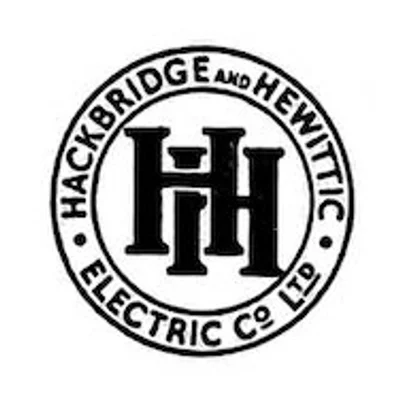 The Hackbridge and Hewittic Electric Co Ltd company logo, an interlocking HH monogram within a circular border